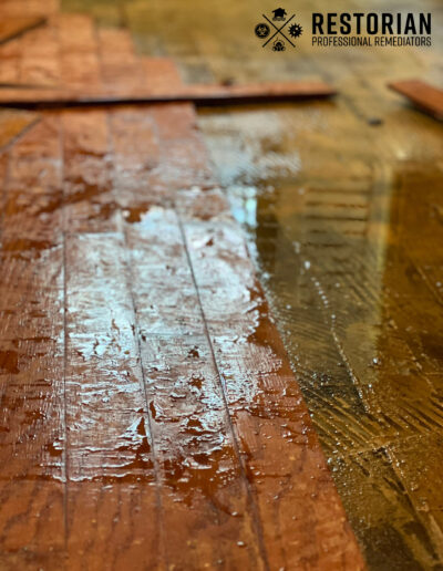 Water damage to wood flooring